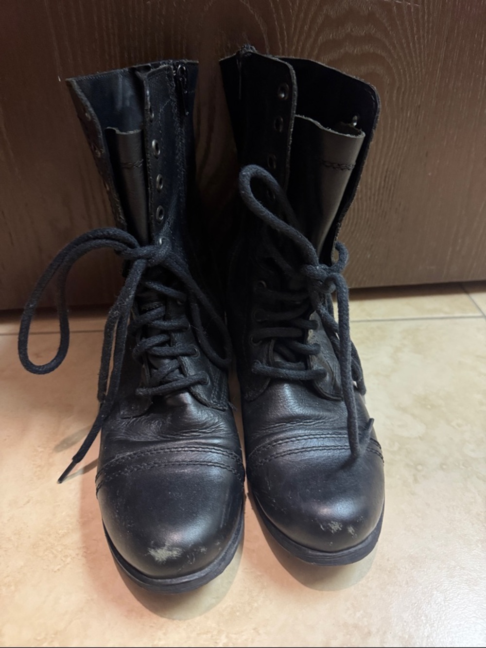 Steve Madden Black Lace-Up Combat Boots